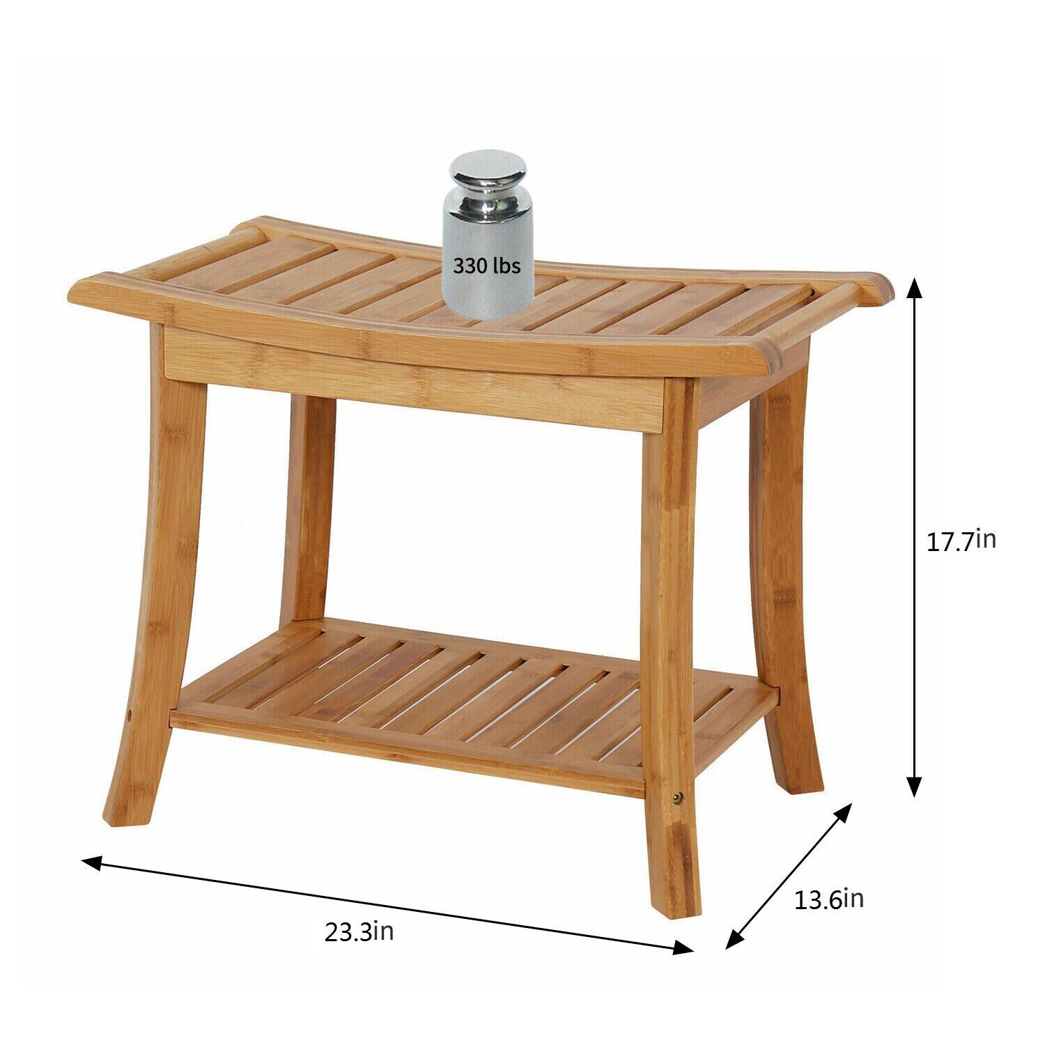 Bamboo Shower Seat Bench Bathroom Spa Bath Chair Organizer Stool Storage Shelf