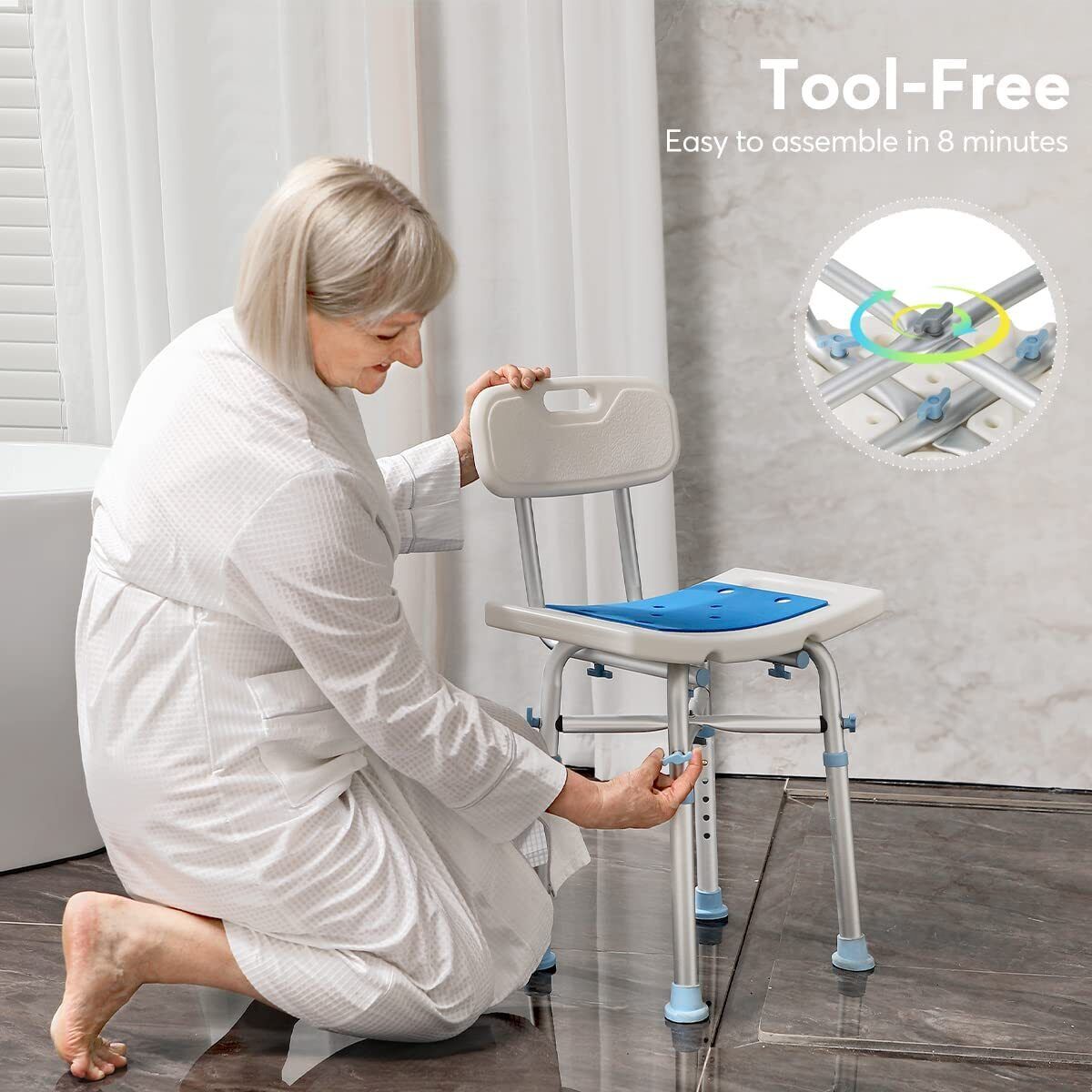 OasisSpace Heavy Duty Shower Chair with Back Medical Tool Bench Bath Seat 500lb