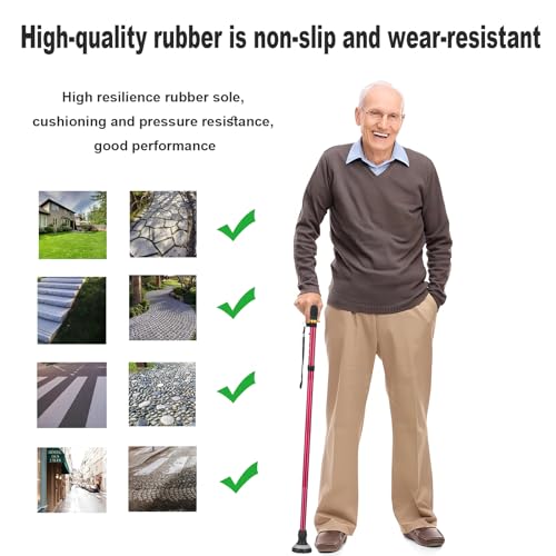 Red Foldable Walking Cane for Senior Men & Women