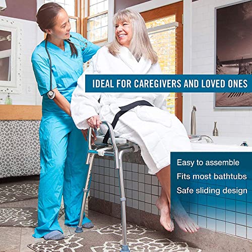 Gray Sliding Transfer Bench Shower Chair for Seniors
