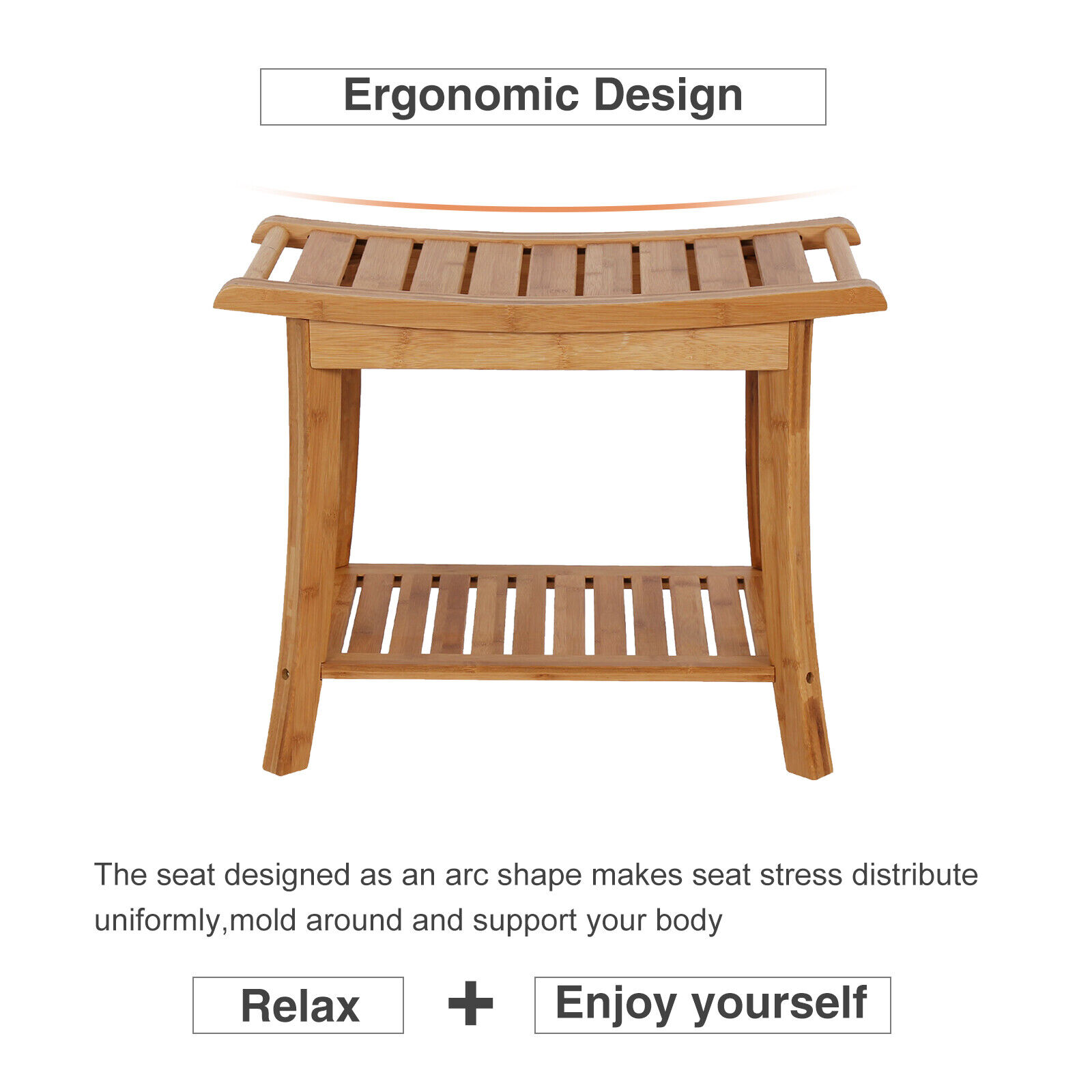 Bamboo Shower Seat Bench Bathroom Spa Bath Chair Organizer Stool Storage Shelf