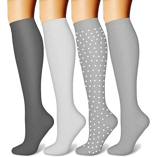 CHARMKING Compression Socks for Women & Men Circulation (4 Pairs) 15-20 mmHg is Best Support for Athletic Running Cycling (L/XL,Multi 02)