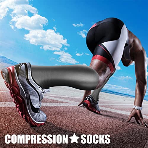 CHARMKING Compression Socks for Women & Men Circulation (4 Pairs) 15-20 mmHg is Best Support for Athletic Running Cycling (L/XL,Multi 02)