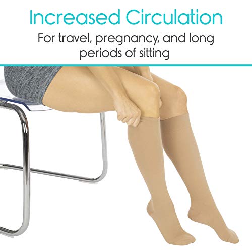 Vive Compression Stockings for Women , Men | 15 - 20 mmHg Medical Compression Support for Varicose Veins - Ultra Sheer TED Style Hose- Knee High for Swelling, Soreness, Maternity, Pregnancy, Nurses