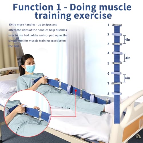 Ehucon Bed Ladder Assist,Pull Up Assist Ladder with Handle,Bed Rope Ladder for Seniors,Adaptive Bed Assistance Products,Mobility & Daily Living Aids for Elderly, Postoperative,Pregnant,etc. - 1 pcs