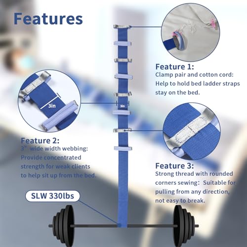 Ehucon Bed Ladder Assist,Pull Up Assist Ladder with Handle,Bed Rope Ladder for Seniors,Adaptive Bed Assistance Products,Mobility & Daily Living Aids for Elderly, Postoperative,Pregnant,etc. - 1 pcs