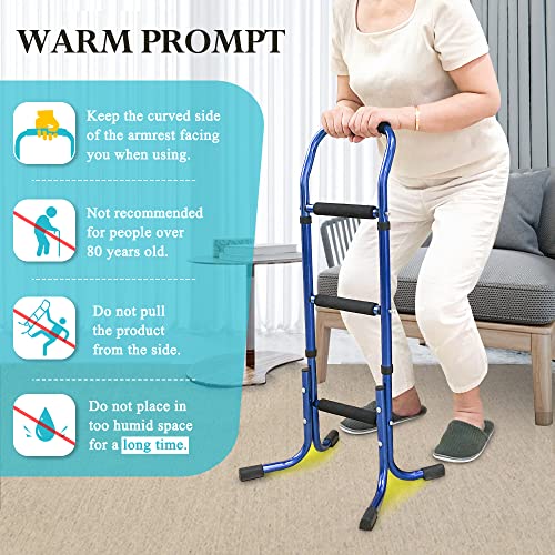 Stand Assist Walking Cane Sticks for Seniors Balance Mobility Daily Living Aids with 4 Prong Elderly Toilet Bars to Help Get Up Adjustable Couch Chairs Standing Support for Adults, Women, Men (Blue)