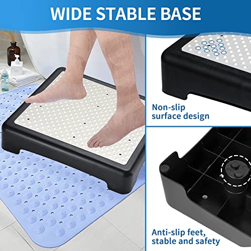 Half Step Stool for Elderly Disability Care Door Walking Anti Slip Mobility Aid Step Riser Light Weight but Sturdy Portable Step Platform for Stairs Bed Cars Shower Daily Assistance,Middle Size