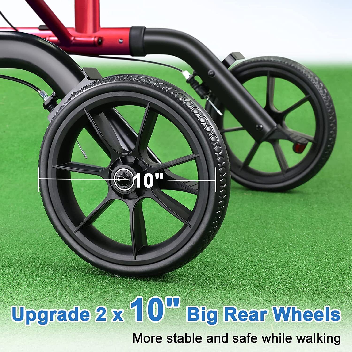 Red 2-in-1 Medical Rollator Walker & Transport Chair