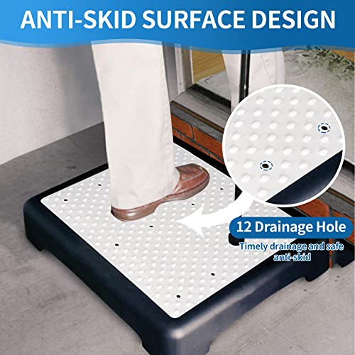 Half Step Stool for Elderly Disability Care Door Walking Anti Slip Mobility Aid Step Riser Light Weight but Sturdy Portable Step Platform for Stairs Bed Cars Shower Daily Assistance,Middle Size