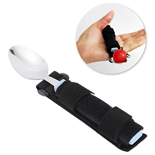 Adaptive Spoon, Universal Adjustable Hand Cuff Utensil Holder Strap Adaptive Utensils Daily Living Aid for Elderly, Hand Tremors, Arthritis, Parkinson’s, Disability Gifts
