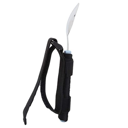 Adaptive Spoon, Universal Adjustable Hand Cuff Utensil Holder Strap Adaptive Utensils Daily Living Aid for Elderly, Hand Tremors, Arthritis, Parkinson’s, Disability Gifts