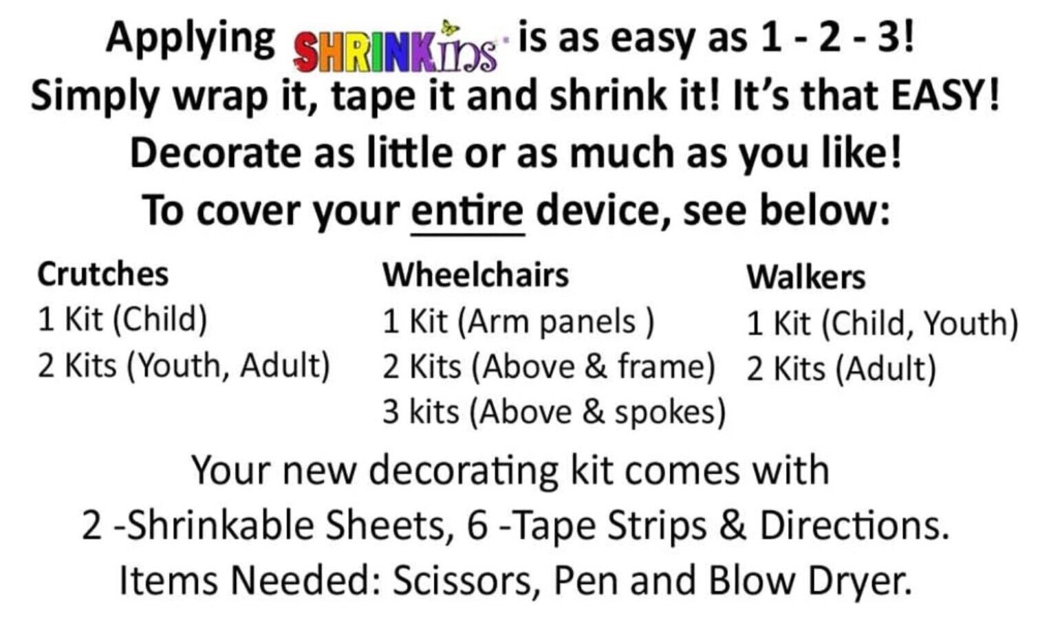 Decorating Kit Shrink Wrap For Walkers, Wheelchairs, Crutches & Canes Wilderness