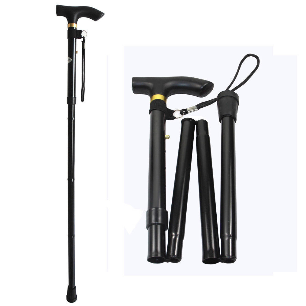 LED Folding Walking Cane for Seniors Men & Women Non-Slip 4-Prong Base Walker