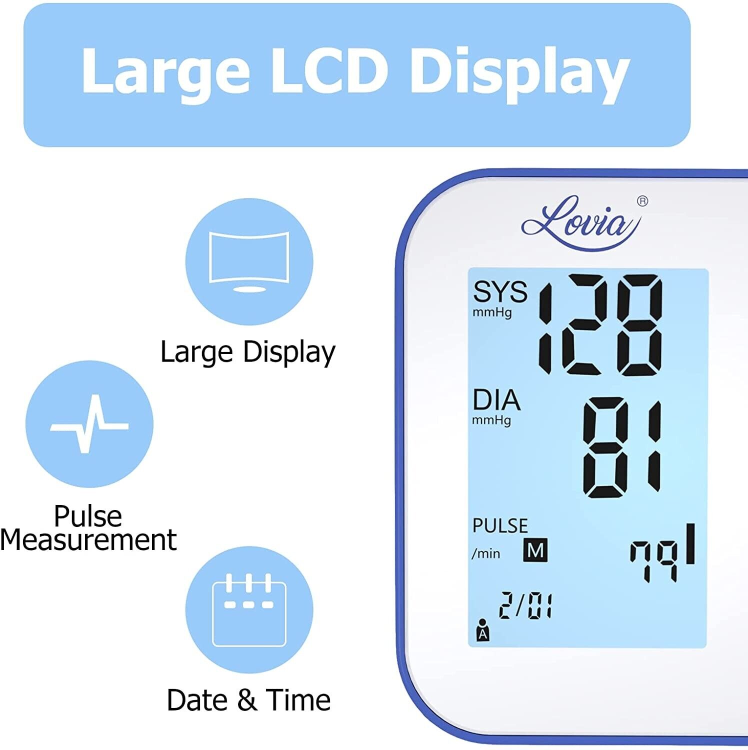 Blood Pressure Monitor Automatic Arm Digital BP Cuff Pulse Heart Rate Machine