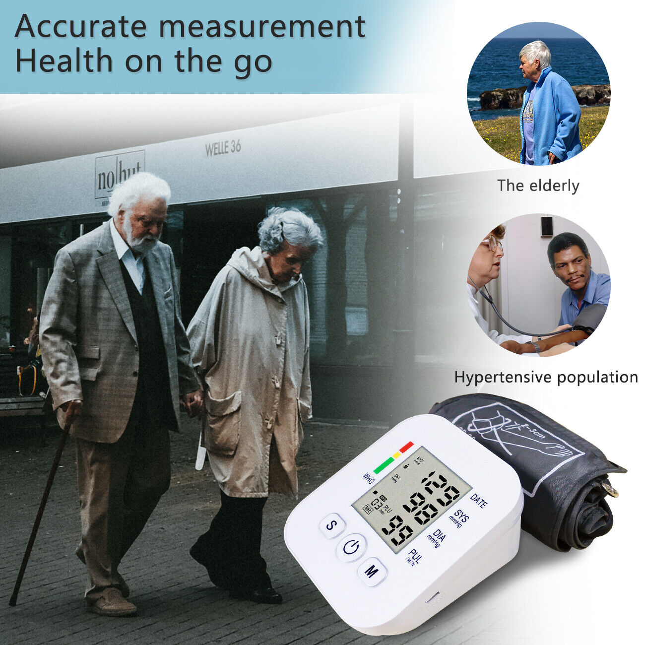 Digital Arm Blood Pressure Monitor Voice Reading BP Cuff Meter Tester Machine