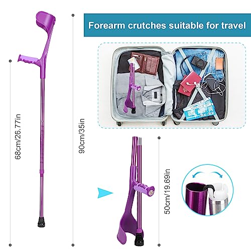 Purple Folding Forearm Crutch for Seniors