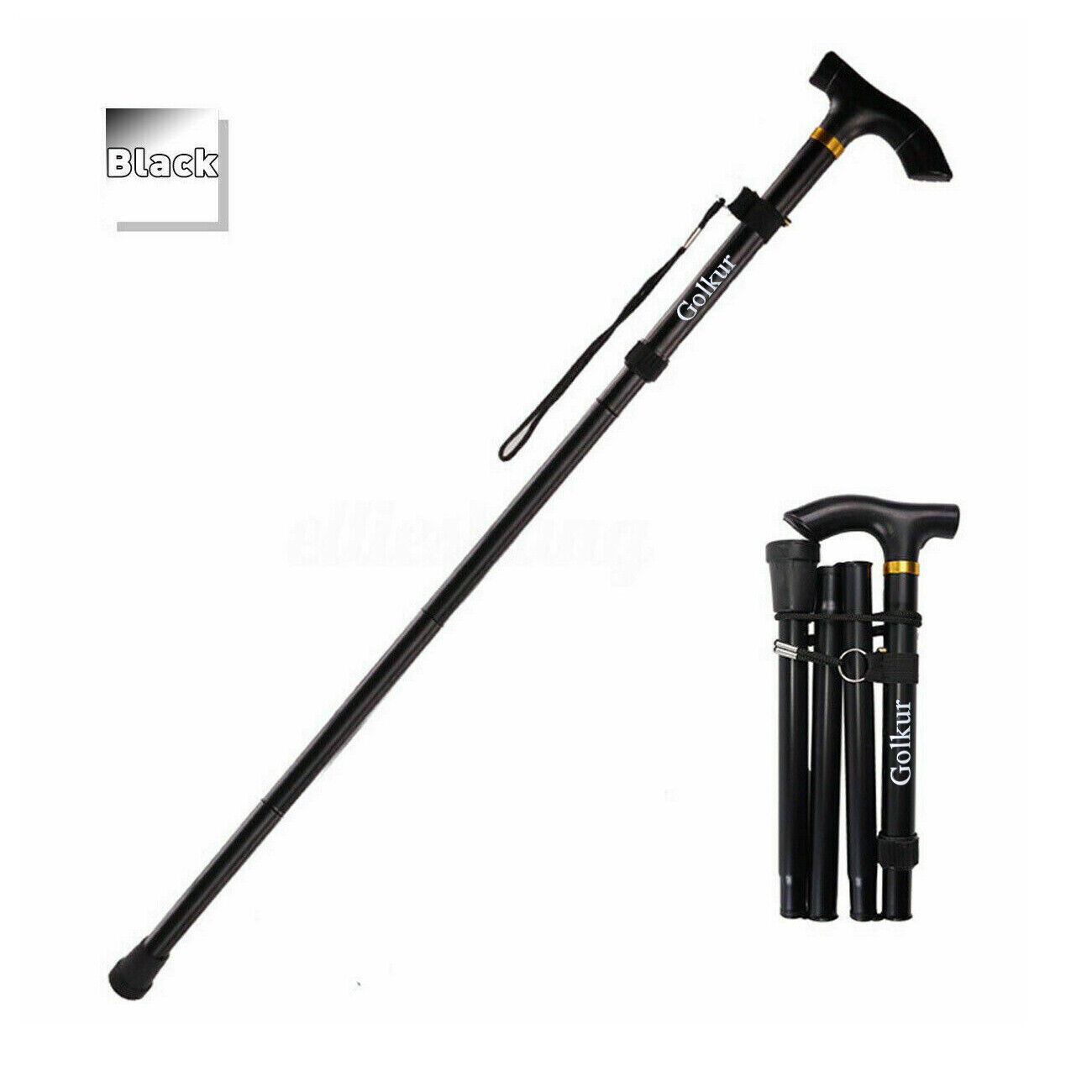 Folding Cane Hiking Camping Adjustable Walking Cane Walking Stick for Men Women