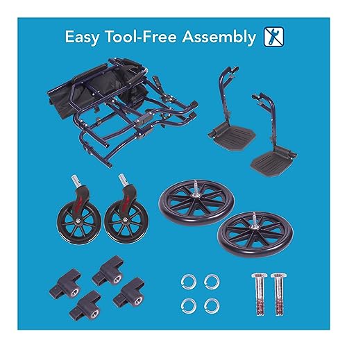 Foldable 19" Seat Transport Wheelchair for Seniors