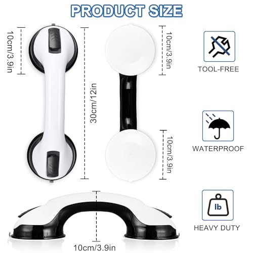 12" Strong Suction Shower Grab Bars - 2 Pack