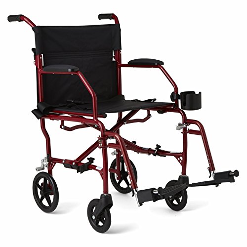 Ultra Lightweight Foldable Transport Wheelchair, 19" Seat Width