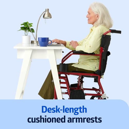 Ultra Lightweight Foldable Transport Wheelchair, 19" Seat Width