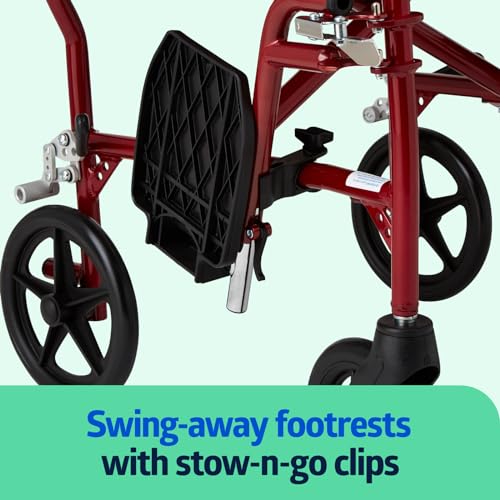Ultra Lightweight Foldable Transport Wheelchair, 19" Seat Width