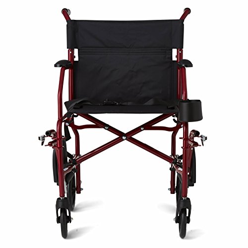 Ultra Lightweight Foldable Transport Wheelchair, 19" Seat Width