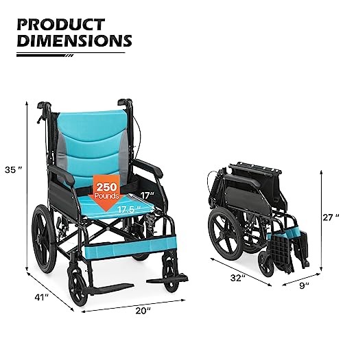 monicare Lightweight Wheelchair with Swing-Away Footrests 17.5" Seat