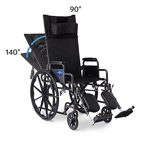 Medline Reclining Wheelchair - Desk Arms, Leg Rests, 16