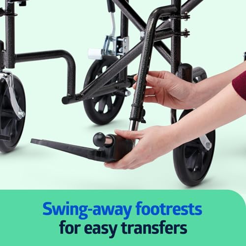 Medline Folding Transport Wheelchair, 19" Seat, Black