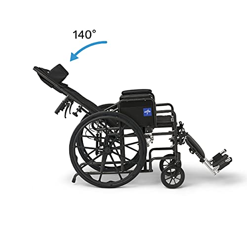 Medline Reclining Wheelchair - Desk Arms, Leg Rests, 16