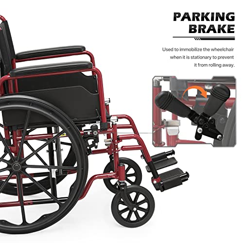 MoNiBloom Senior Wheelchair: Flip Back, 18" Wide Seat