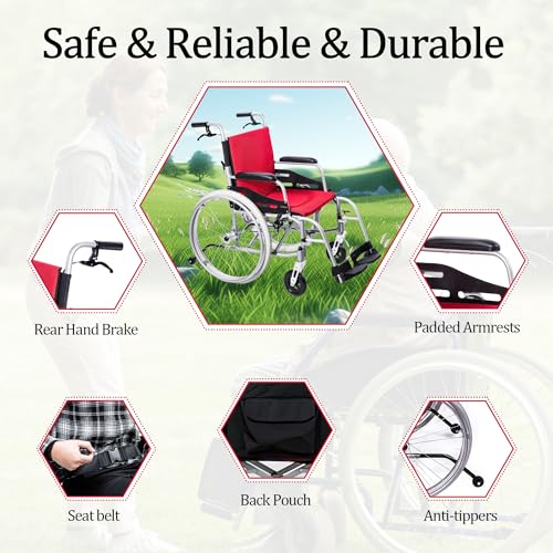 Lightweight Magnesium Wheelchair - Self Propelled, Folding Seat