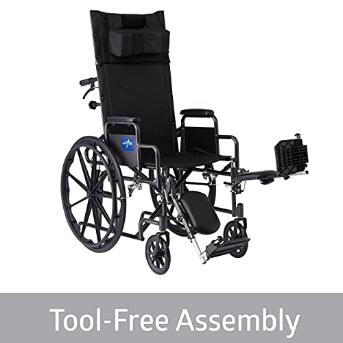 Medline Reclining Wheelchair - Desk Arms, Leg Rests, 16