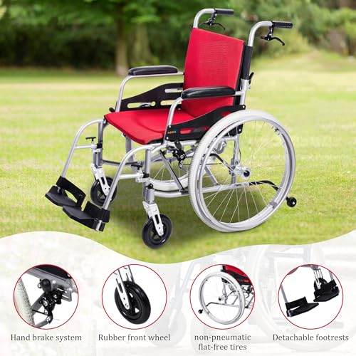 Lightweight Magnesium Wheelchair - Self Propelled, Folding Seat