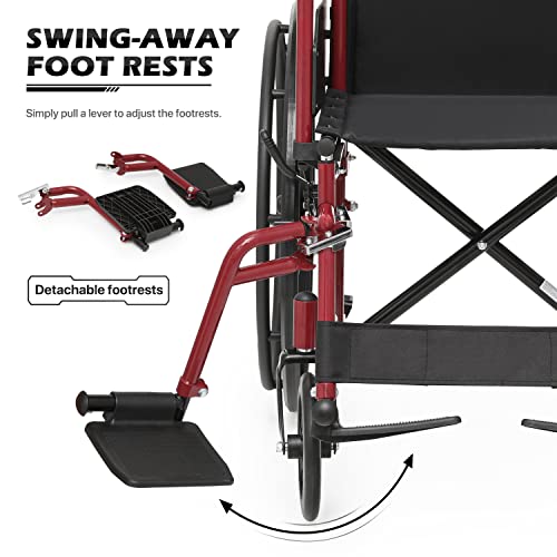 MoNiBloom Senior Wheelchair: Flip Back, 18" Wide Seat