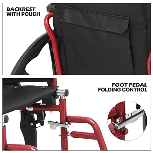 MoNiBloom Senior Wheelchair: Flip Back, 18" Wide Seat