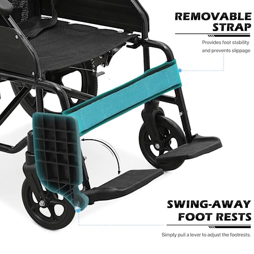 monicare Lightweight Wheelchair with Swing-Away Footrests 17.5" Seat