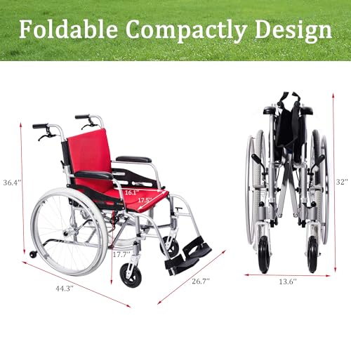 Lightweight Magnesium Wheelchair - Self Propelled, Folding Seat