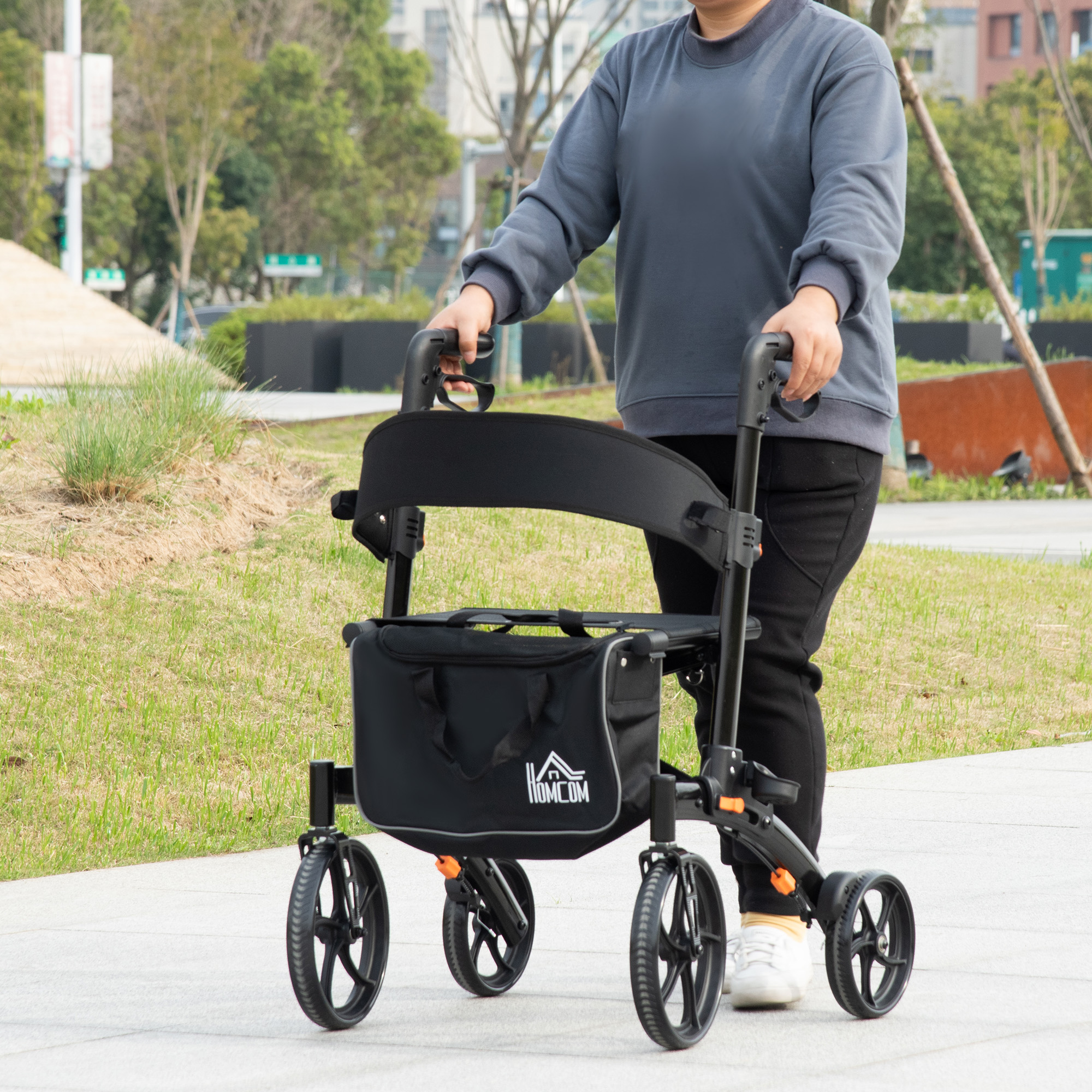 Foldable Aluminum Rollator with 10'' Wheels and Seat