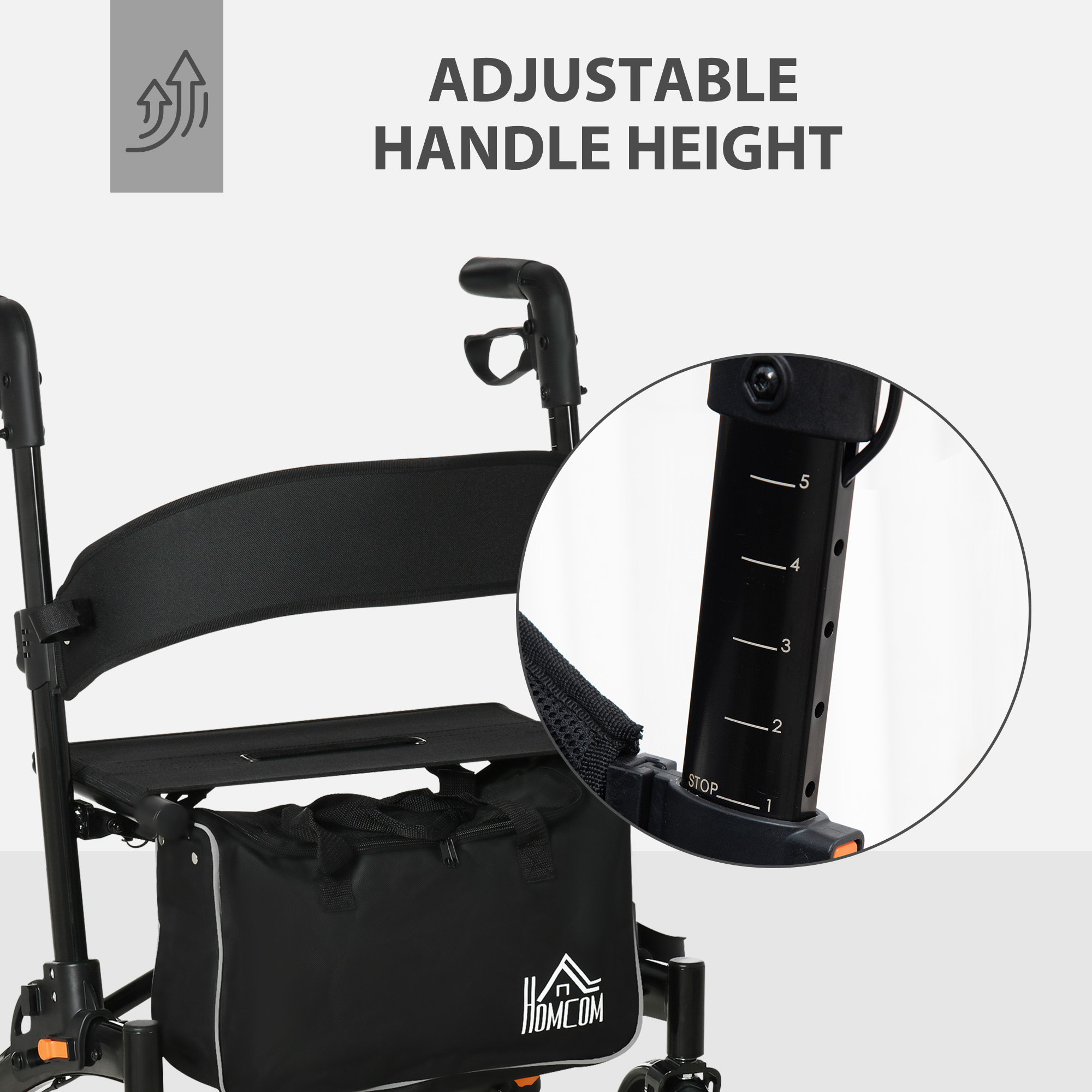 Foldable Aluminum Rollator with 10'' Wheels and Seat