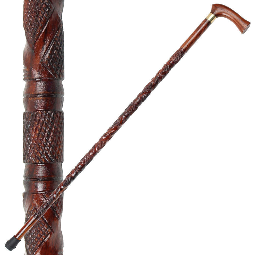 Art Deco Sheesham Wooden Walking Cane Accessory Staff  - Collector's Piece