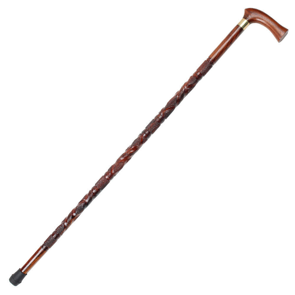 Art Deco Sheesham Wooden Walking Cane Accessory Staff  - Collector's Piece