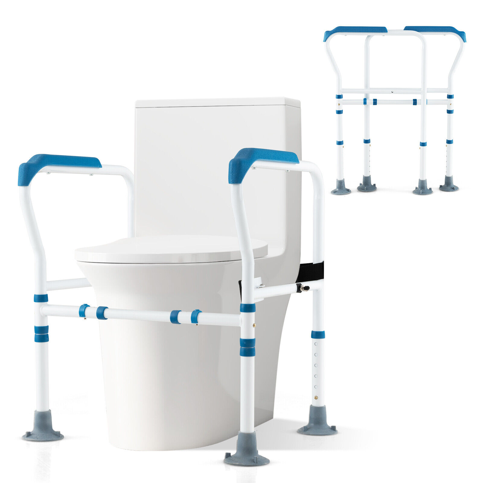 Toilet Safety Frame Safety Rail for Toilet w/ Fixed Strap for Elderly & Handicap