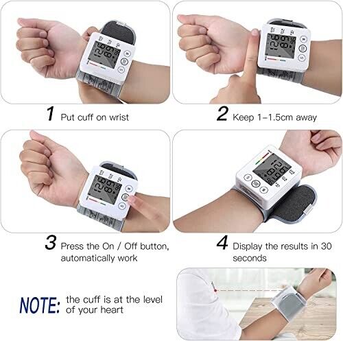 LCD Digital Wrist Blood Pressure Monitor Cuff Gauge 2x90 Memory