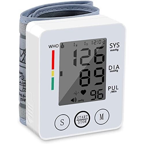 LCD Digital Wrist Blood Pressure Monitor Cuff Gauge 2x90 Memory