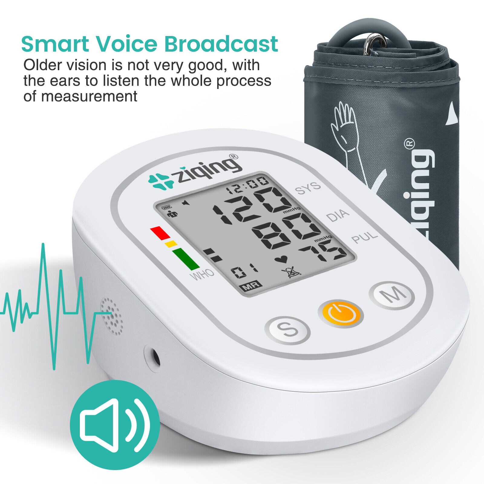 Automatic Upper Arm Blood Pressure Monitor Digital BP Cuff Heart Rate Pulse