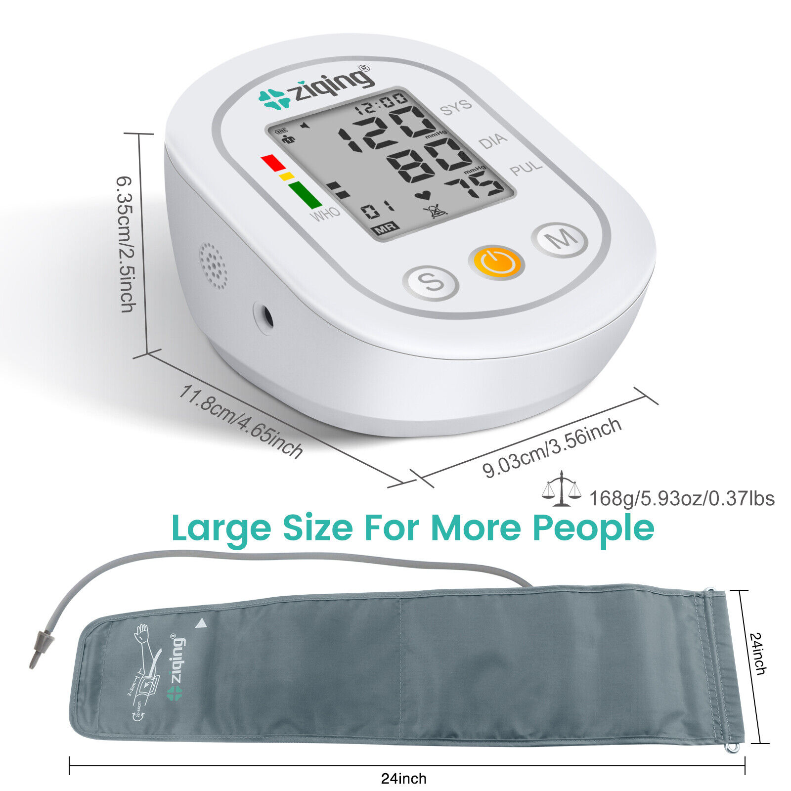 Automatic Upper Arm Blood Pressure Monitor Digital BP Cuff Heart Rate Pulse