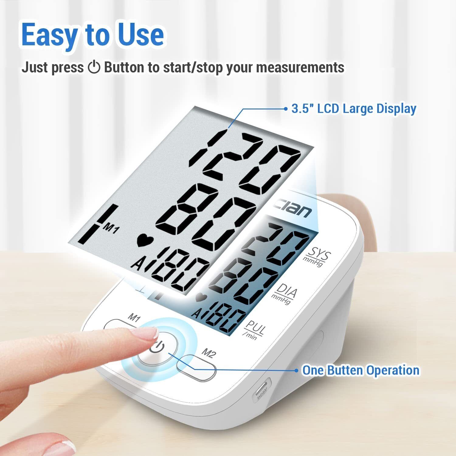 Scian Upper Arm Blood Pressure Monitor Digital Automatic BP Cuff Gauge Machine